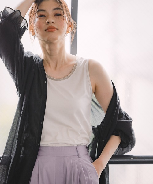 GLOBAL WORK（グローバルワーク）の「Beau-Teeアビガイルタンク/930793（タンクトップ・レディース・ホワイト/アイボリー/ブラック/ライトグレー・MEDIUM/LARGE）」の4枚目の写真