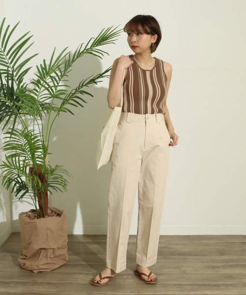 Factor=（ファクターイコール）の「マルチボーダータンク（タンクトップ・レディース・モカ/ベージュ/ブラック・FREE）」の6枚目の写真