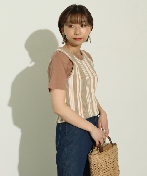 Factor=（ファクターイコール）の「マルチボーダータンク（タンクトップ・レディース・モカ/ベージュ/ブラック・FREE）」の10枚目の写真