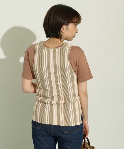 Factor=（ファクターイコール）の「マルチボーダータンク（タンクトップ・レディース・モカ/ベージュ/ブラック・FREE）」の11枚目の写真