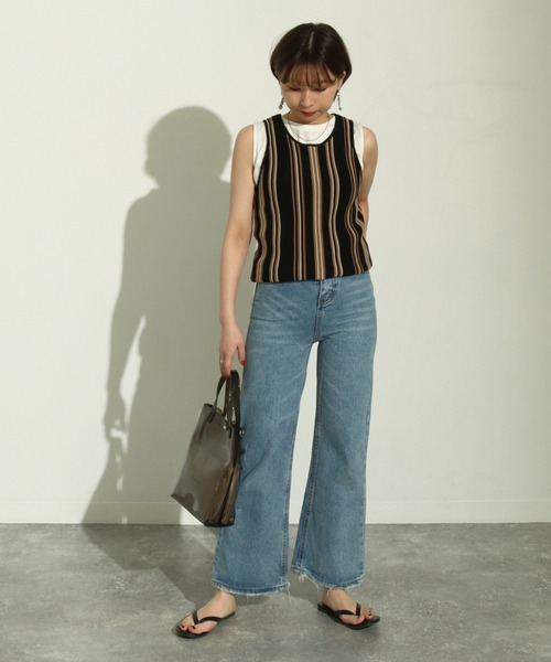 Factor=（ファクターイコール）の「マルチボーダータンク（タンクトップ・レディース・モカ/ベージュ/ブラック・FREE）」の13枚目の写真