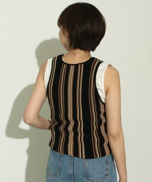 Factor=（ファクターイコール）の「マルチボーダータンク（タンクトップ・レディース・モカ/ベージュ/ブラック・FREE）」の15枚目の写真