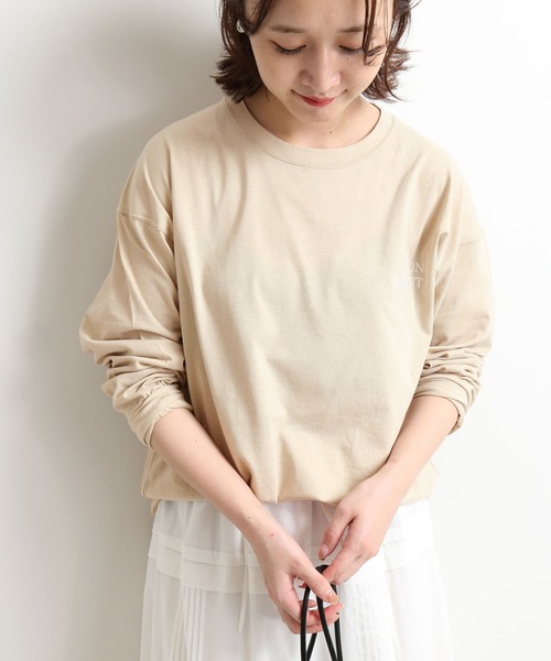 SLOBE IENA（スローブイエナ）の「刺繍ロンTEE【手洗い可能】◆（Tシャツ/カットソー・レディース・サックスブルー/ホワイト/ベージュ・FREE）」の2枚目の写真