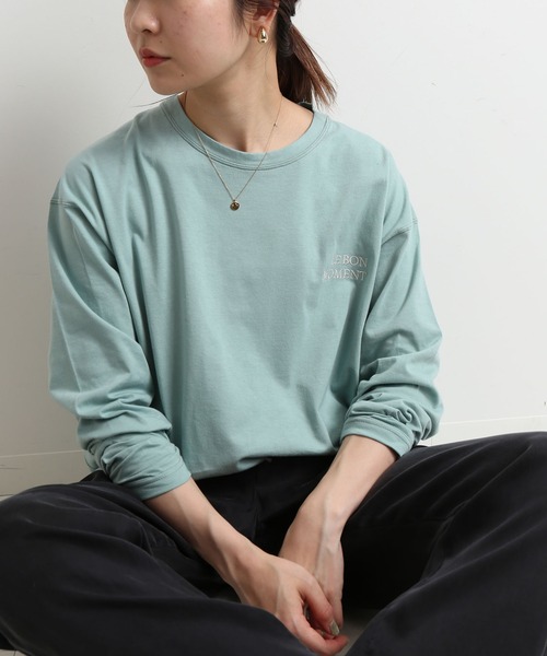 SLOBE IENA（スローブイエナ）の「刺繍ロンTEE【手洗い可能】◆（Tシャツ/カットソー・レディース・サックスブルー/ホワイト/ベージュ・FREE）」の3枚目の写真