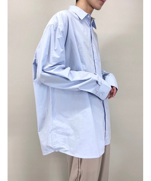 Chikashitsu +(チカシツプラス)の「【Chikashitsu +】oversized box shirt(シャツ/ブラウス・メンズ・ホワイト/ライトブルー・ONE SIZE)」の11枚目の写真