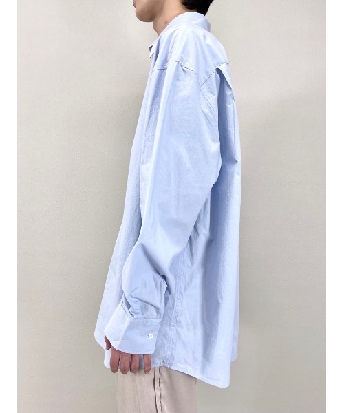 Chikashitsu +(チカシツプラス)の「【Chikashitsu +】oversized box shirt(シャツ/ブラウス・メンズ・ホワイト/ライトブルー・ONE SIZE)」の5枚目の写真