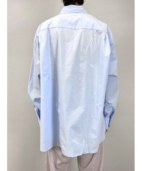 Chikashitsu +(チカシツプラス)の「【Chikashitsu +】oversized box shirt(シャツ/ブラウス・メンズ・ホワイト/ライトブルー・ONE SIZE)」の8枚目の写真