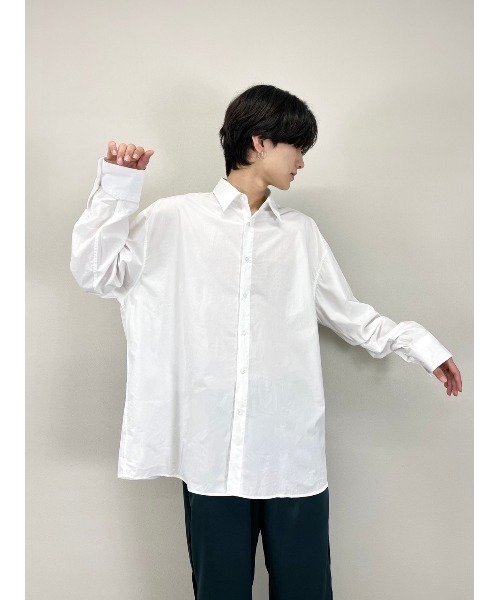 Chikashitsu +(チカシツプラス)の「【Chikashitsu +】oversized box shirt(シャツ/ブラウス・メンズ・ホワイト/ライトブルー・ONE SIZE)」の19枚目の写真