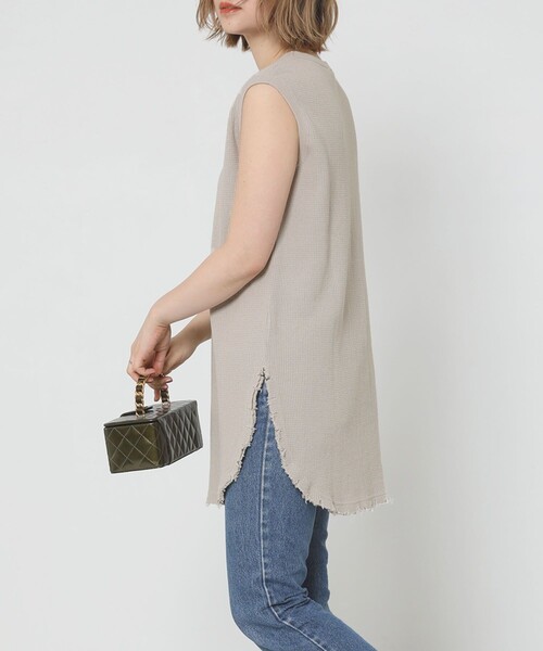 Sig FREAK'S STORE（シグフリークスストア）の「ワッフルノースリーブ（Tシャツ/カットソー・レディース・ホワイト/ベージュ/ブラック・ﾌﾘ-）」の3枚目の写真