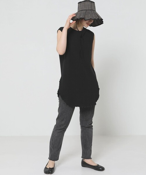 Sig FREAK'S STORE（シグフリークスストア）の「ワッフルノースリーブ（Tシャツ/カットソー・レディース・ホワイト/ベージュ/ブラック・ﾌﾘ-）」の4枚目の写真