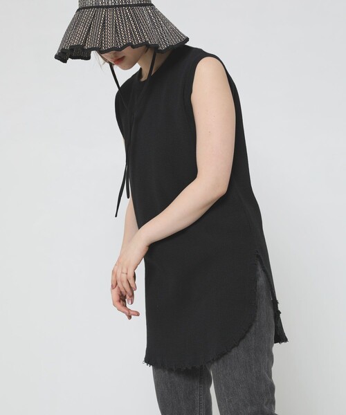 Sig FREAK'S STORE（シグフリークスストア）の「ワッフルノースリーブ（Tシャツ/カットソー・レディース・ホワイト/ベージュ/ブラック・ﾌﾘ-）」の8枚目の写真