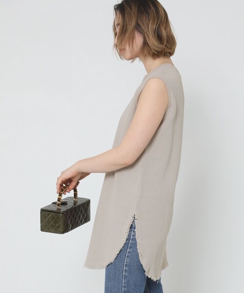 Sig FREAK'S STORE（シグフリークスストア）の「ワッフルノースリーブ（Tシャツ/カットソー・レディース・ホワイト/ベージュ/ブラック・ﾌﾘ-）」の15枚目の写真