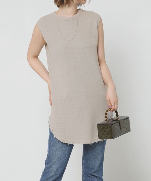 Sig FREAK'S STORE（シグフリークスストア）の「ワッフルノースリーブ（Tシャツ/カットソー・レディース・ホワイト/ベージュ/ブラック・ﾌﾘ-）」の16枚目の写真