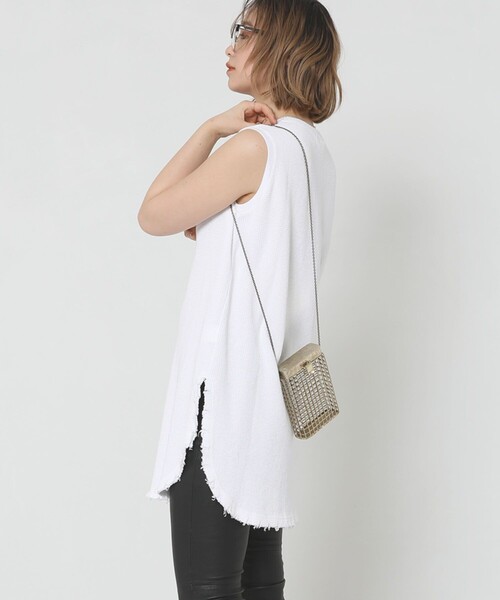 Sig FREAK'S STORE（シグフリークスストア）の「ワッフルノースリーブ（Tシャツ/カットソー・レディース・ホワイト/ベージュ/ブラック・ﾌﾘ-）」の21枚目の写真