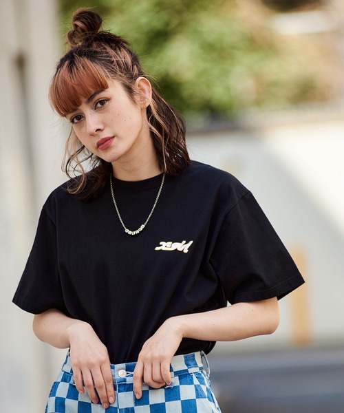 X-girl（エックスガール）の「SPIN LOGO S/S TEE（Tシャツ/カットソー・レディース・ブラック/ブルー/ホワイト/レッド・M/S/XL/L）」の11枚目の写真