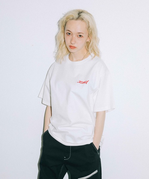 X-girl（エックスガール）の「SPIN LOGO S/S TEE（Tシャツ/カットソー・レディース・ブラック/ブルー/ホワイト/レッド・M/S/XL/L）」の20枚目の写真
