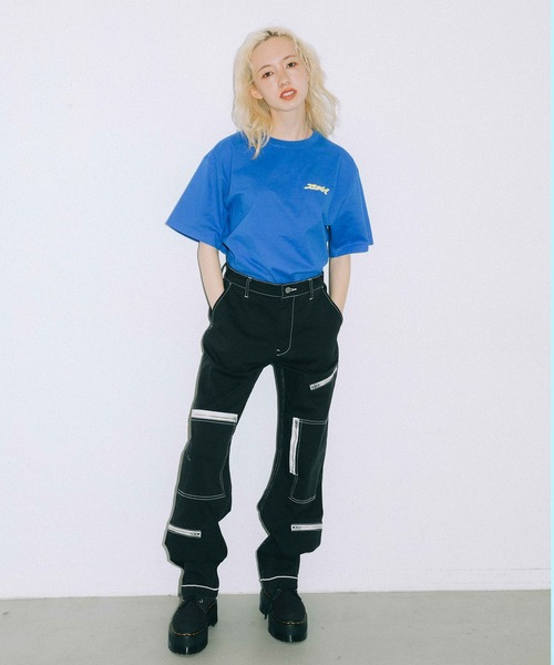 X-girl（エックスガール）の「SPIN LOGO S/S TEE（Tシャツ/カットソー・レディース・ブラック/ブルー/ホワイト/レッド・M/S/XL/L）」の18枚目の写真