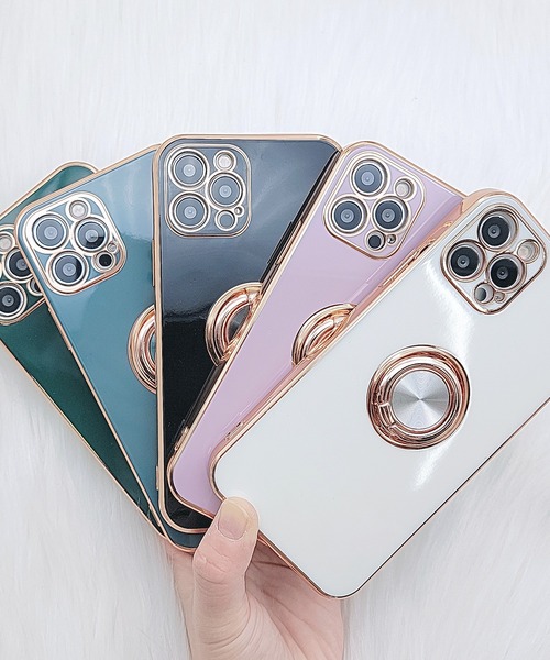 Lace Ladies（レースレディース）の「薄型 リング付き ゴールドフレーム  iphoneケース（スマホケース/カバー・レディース・パープル/ブルー/ホワイト/ブラック/グリーン・C/K/G/F/H/B/J/D/A/I/E/N/P/Q/O/R/V/W/U/T/15 /15L/15D/15Y）」の6枚目の写真