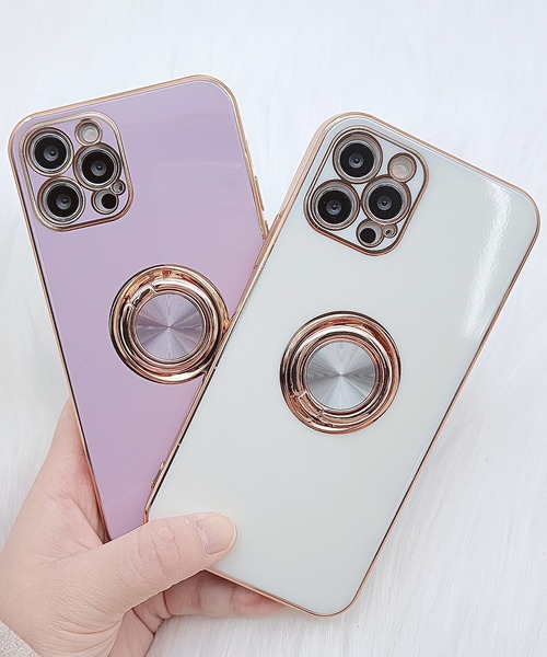 Lace Ladies（レースレディース）の「薄型 リング付き ゴールドフレーム  iphoneケース（スマホケース/カバー・レディース・パープル/ブルー/ホワイト/ブラック/グリーン・C/K/G/F/H/B/J/D/A/I/E/N/P/Q/O/R/V/W/U/T/15 /15L/15D/15Y）」の7枚目の写真