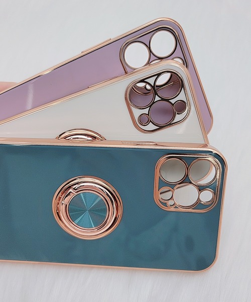 Lace Ladies（レースレディース）の「薄型 リング付き ゴールドフレーム  iphoneケース（スマホケース/カバー・レディース・パープル/ブルー/ホワイト/ブラック/グリーン・C/K/G/F/H/B/J/D/A/I/E/N/P/Q/O/R/V/W/U/T/15 /15L/15D/15Y）」の9枚目の写真