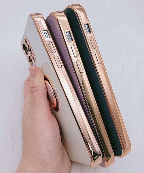 セール】薄型 リング付き ゴールドフレーム iphoneケース