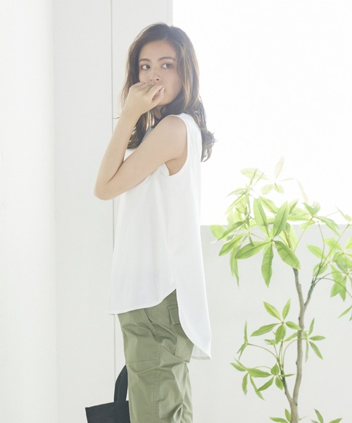 LIPSTAR（リップスター）の「撥水加工USAコットンタンク（Tシャツ/カットソー・レディース・ブラック/オフホワイト/カーキ/オレンジ・M）」の2枚目の写真