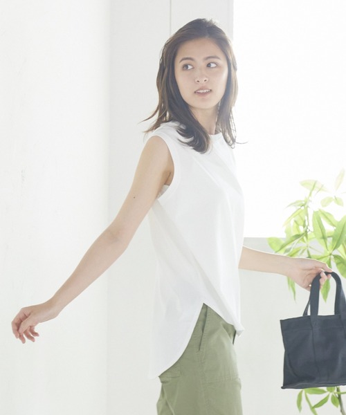 LIPSTAR（リップスター）の「撥水加工USAコットンタンク（Tシャツ/カットソー・レディース・ブラック/オフホワイト/カーキ/オレンジ・M）」の21枚目の写真