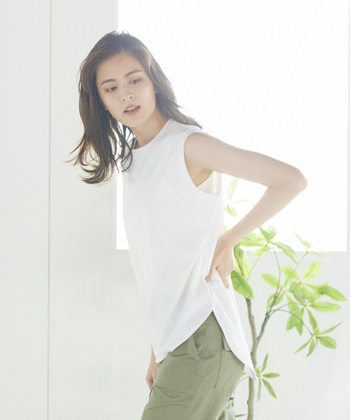 LIPSTAR（リップスター）の「撥水加工USAコットンタンク（Tシャツ/カットソー・レディース・ブラック/オフホワイト/カーキ/オレンジ・M）」の6枚目の写真