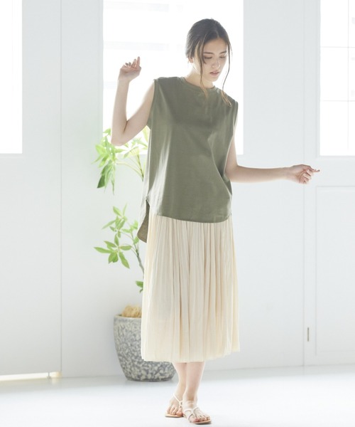 LIPSTAR（リップスター）の「撥水加工USAコットンタンク（Tシャツ/カットソー・レディース・ブラック/オフホワイト/カーキ/オレンジ・M）」の19枚目の写真