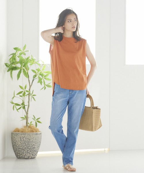 LIPSTAR（リップスター）の「撥水加工USAコットンタンク（Tシャツ/カットソー・レディース・ブラック/オフホワイト/カーキ/オレンジ・M）」の8枚目の写真