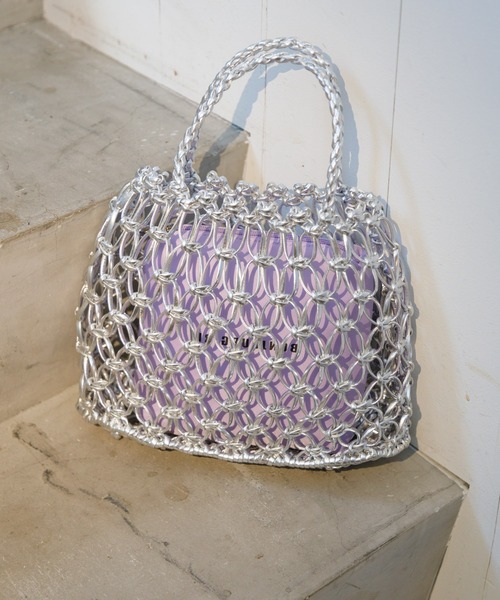 Bonjour Girl（ボンジュールガール）の「【Bonjour Girl/ボンジュールガール】】メッシュ×ナイロンミニバッグ（ハンドバッグ・レディース・ブラック/シルバー・FREE）」の2枚目の写真