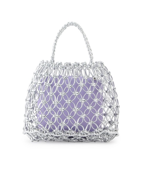 Bonjour Girl（ボンジュールガール）の「【Bonjour Girl/ボンジュールガール】】メッシュ×ナイロンミニバッグ（ハンドバッグ・レディース・ブラック/シルバー・FREE）」の4枚目の写真