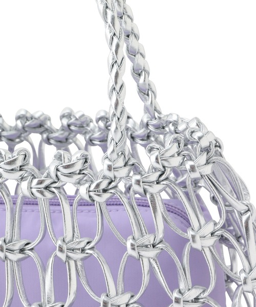 Bonjour Girl（ボンジュールガール）の「【Bonjour Girl/ボンジュールガール】】メッシュ×ナイロンミニバッグ（ハンドバッグ・レディース・ブラック/シルバー・FREE）」の5枚目の写真