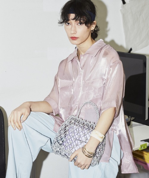 Bonjour Girl（ボンジュールガール）の「【Bonjour Girl/ボンジュールガール】】メッシュ×ナイロンミニバッグ（ハンドバッグ・レディース・ブラック/シルバー・FREE）」の11枚目の写真