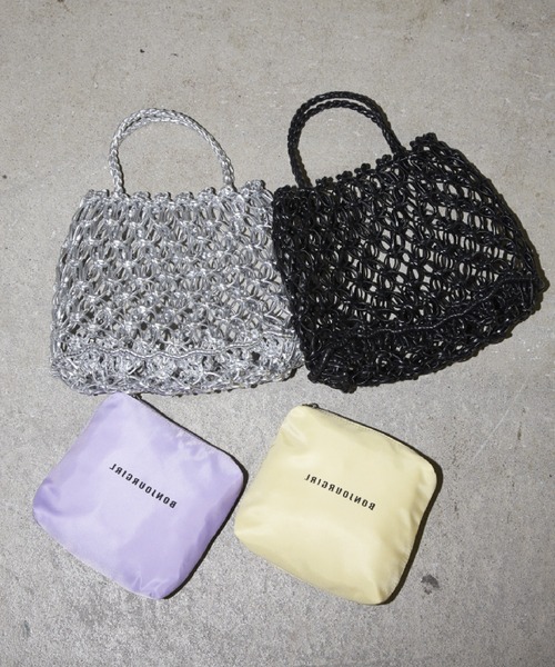 Bonjour Girl（ボンジュールガール）の「【Bonjour Girl/ボンジュールガール】】メッシュ×ナイロンミニバッグ（ハンドバッグ・レディース・ブラック/シルバー・FREE）」の19枚目の写真
