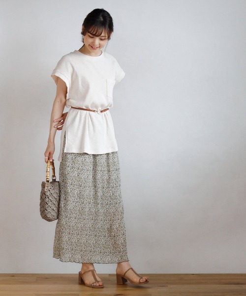 Crisp(クリスプ)の「フレンチスラブチュニックTシャツ(Tシャツ/カットソー・レディース・グレー/カーキ/アイボリー・FREE)」の5枚目の写真