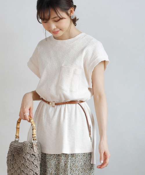 Crisp(クリスプ)の「フレンチスラブチュニックTシャツ(Tシャツ/カットソー・レディース・グレー/カーキ/アイボリー・FREE)」の8枚目の写真