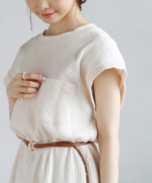 Crisp(クリスプ)の「フレンチスラブチュニックTシャツ(Tシャツ/カットソー・レディース・グレー/カーキ/アイボリー・FREE)」の10枚目の写真