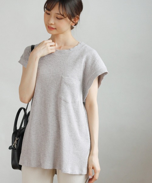 Crisp(クリスプ)の「フレンチスラブチュニックTシャツ(Tシャツ/カットソー・レディース・グレー/カーキ/アイボリー・FREE)」の17枚目の写真