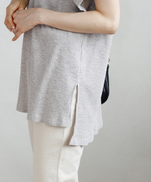 Crisp(クリスプ)の「フレンチスラブチュニックTシャツ(Tシャツ/カットソー・レディース・グレー/カーキ/アイボリー・FREE)」の21枚目の写真