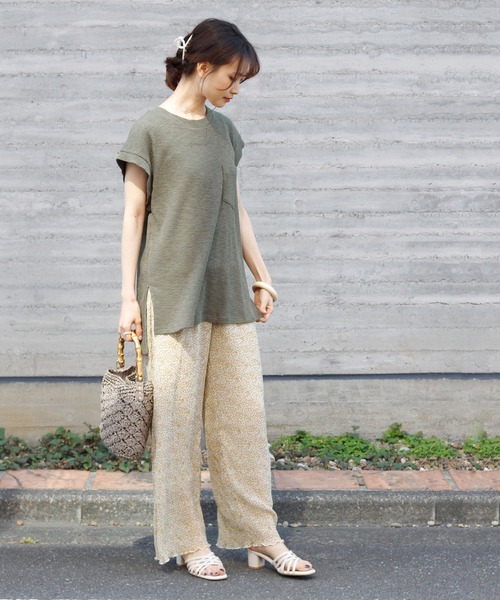 Crisp(クリスプ)の「フレンチスラブチュニックTシャツ(Tシャツ/カットソー・レディース・グレー/カーキ/アイボリー・FREE)」の22枚目の写真