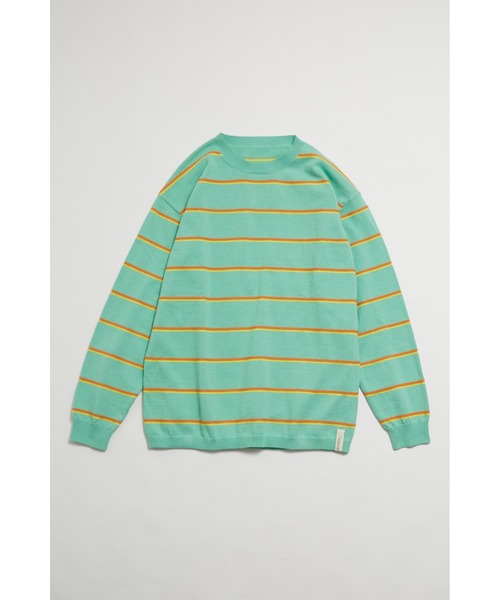 And A（アンドエー）の「AlexanderLeeChang アレキサンダーリーチャン / PICOT BORDER KNIT オーバーサイズ ピコットボーダーニットセーター / AC062102（ニット/セーター・メンズ・ブラウン/ネイビー/ミント・3/2）」の7枚目の写真