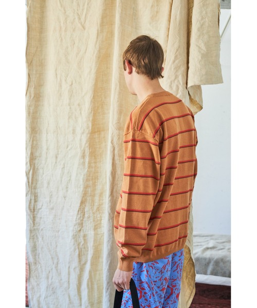 And A（アンドエー）の「AlexanderLeeChang アレキサンダーリーチャン / PICOT BORDER KNIT オーバーサイズ ピコットボーダーニットセーター / AC062102（ニット/セーター・メンズ・ブラウン/ネイビー/ミント・3/2）」の17枚目の写真