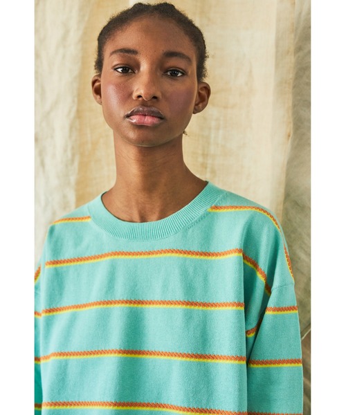 And A（アンドエー）の「AlexanderLeeChang アレキサンダーリーチャン / PICOT BORDER KNIT オーバーサイズ ピコットボーダーニットセーター / AC062102（ニット/セーター・メンズ・ブラウン/ネイビー/ミント・3/2）」の12枚目の写真