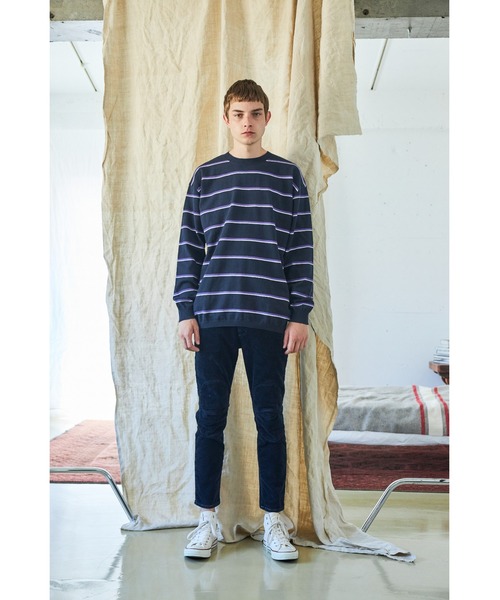 And A（アンドエー）の「AlexanderLeeChang アレキサンダーリーチャン / PICOT BORDER KNIT オーバーサイズ ピコットボーダーニットセーター / AC062102（ニット/セーター・メンズ・ブラウン/ネイビー/ミント・3/2）」の5枚目の写真