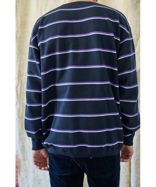 And A（アンドエー）の「AlexanderLeeChang アレキサンダーリーチャン / PICOT BORDER KNIT オーバーサイズ ピコットボーダーニットセーター / AC062102（ニット/セーター・メンズ・ブラウン/ネイビー/ミント・3/2）」の6枚目の写真