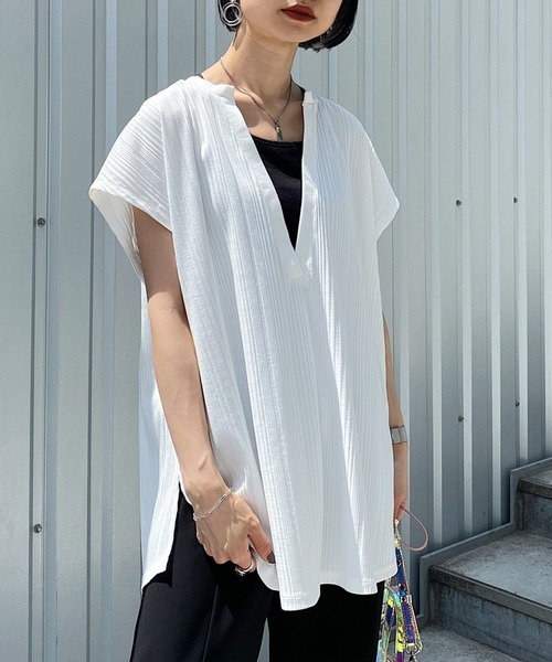 【値下げ】BOURRIENNE ハーフスリーブデザインシャツ 1511-343-2155 ホワイト サイズ：36 (EC) 02614369400-p.jpg?ts=
