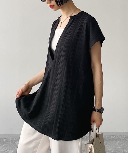 PAGEBOY(ページボーイ)の「スリットVネックフレンチスリーブ(Tシャツ/カットソー・レディース・ブラック/オフホワイト/ブラウン系その他・FREE)」の19枚目の写真