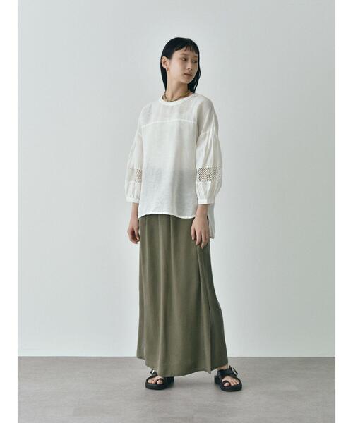 GARAGE OF GOOD CLOTHING（ガレージオブグッドクロージング）の「キュプラマキシスカート＊（スカート・レディース・カーキ/ブラック/グレイッシュベージュ・FREE）」の7枚目の写真