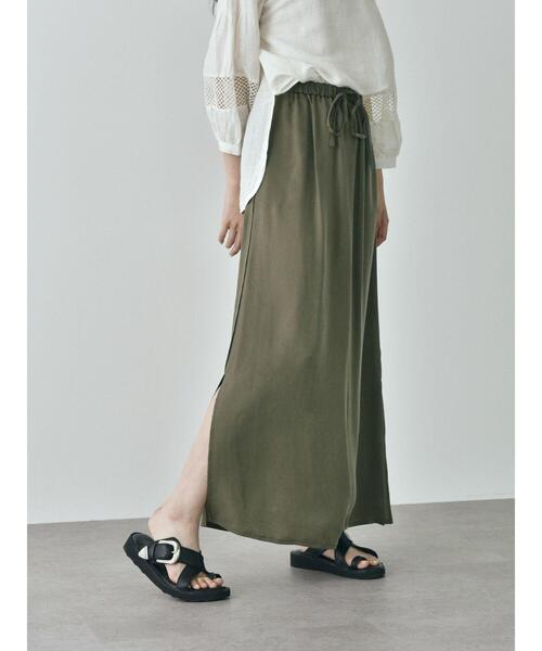 GARAGE OF GOOD CLOTHING（ガレージオブグッドクロージング）の「キュプラマキシスカート＊（スカート・レディース・カーキ/ブラック/グレイッシュベージュ・FREE）」の11枚目の写真